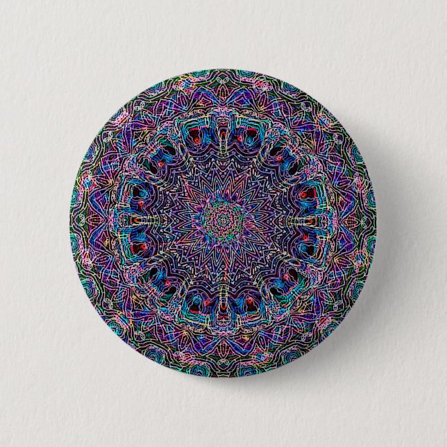 Hippie Art Psychadelic Print 2 Inch Round Button (Front)