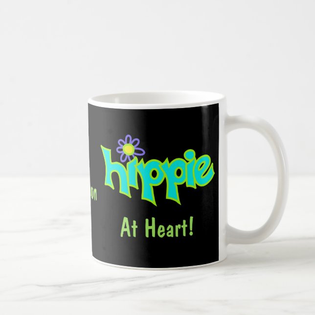 Hippie at Heart Turquoise Art Name Personalized Coffee Mug (Right)