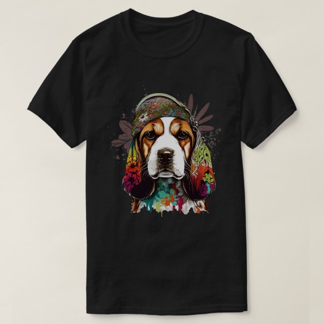 Hippie Beagle 5 T-Shirt (Design Front)
