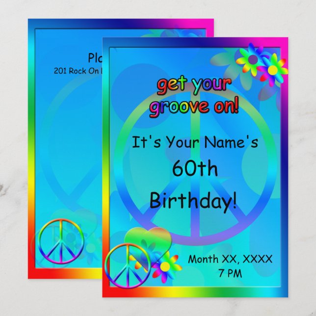 Hippie Birthday Custom Invitation (Front/Back)