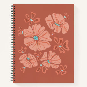 Hippie Blooms: Abstract Red Flower Power Artwork Notebook