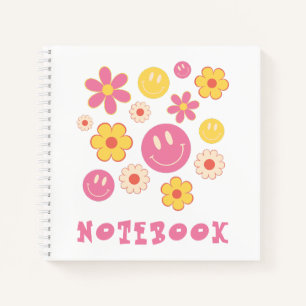 Hippie Boho Flowers and Smile Retro Notebook