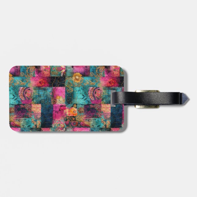 Hippie Boho Luggage Tag (Back Horizontal)