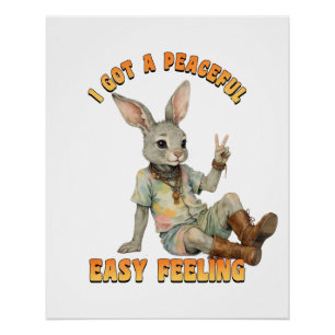 Hippie Boho Peaceful Easy Feeling Rabbit Bunny Poster
