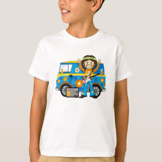 Hippie Boy with Guitar and Camper Van T-Shirt