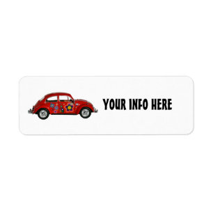 HIPPIE BUG CAR RETURN ADDRESS LABELS
