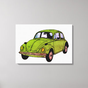 Hippie Car Drawing Wrapped Canvas