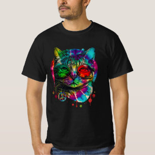 Hippie Cat Tie Dye Peace Sign 60s Psychedelic Pet  T-Shirt