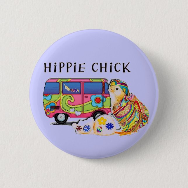 Hippie Chick 2 Inch Round Button (Front)