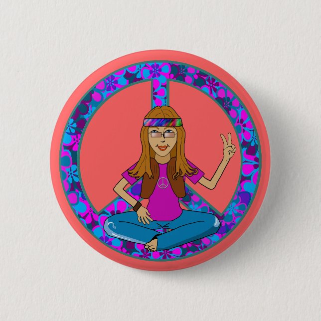 Hippie Chick 2 Inch Round Button (Front)