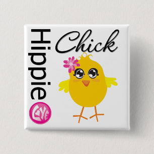 Hippie Chick 2 Inch Square Button