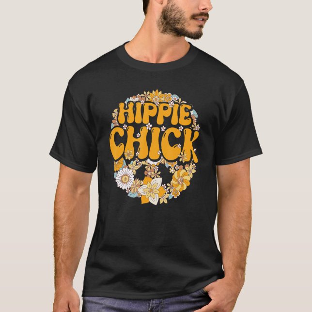 Hippie Chick  Hippie Floral Groovy T-Shirt (Front)