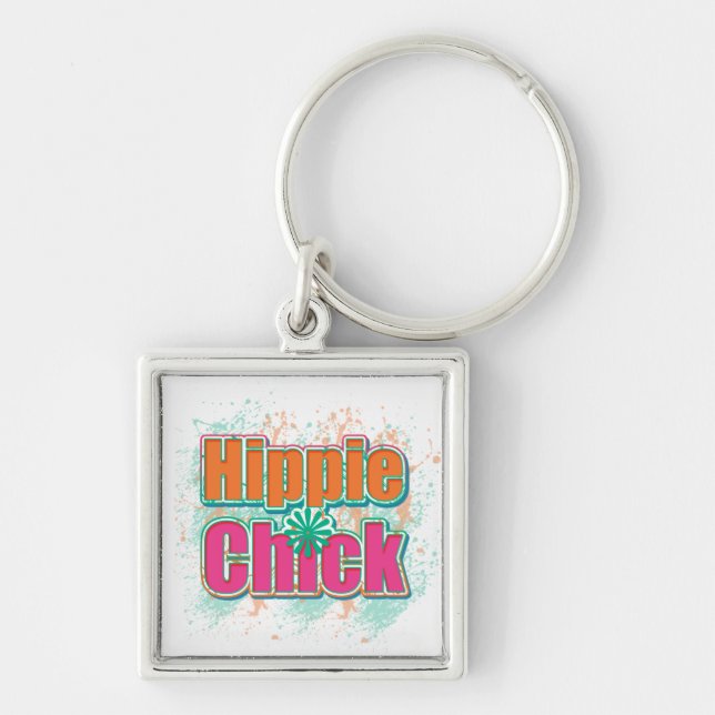Hippie Chick Paint Splash Keychain (Front)