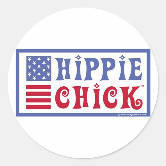 Hippie Chick retro design sticker (Front)