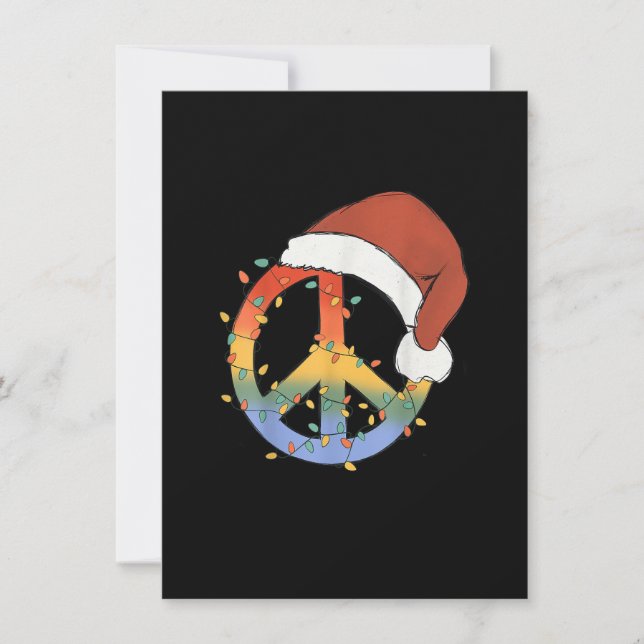Hippie Christmas Peace Sign Happy Holidays Xmas Li Invitation (Front)