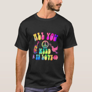 Hippie Costume Peace Sign Love 60s 70s Party Men W T-Shirt