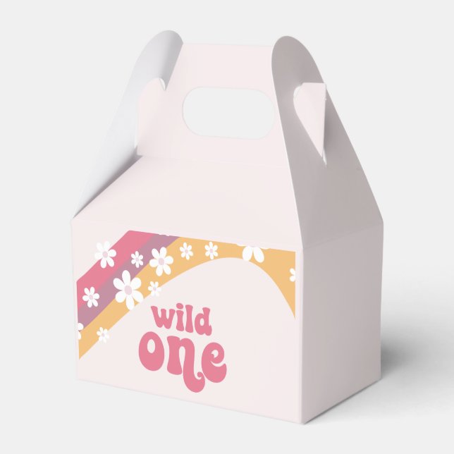 Hippie Daisy boho Wild One Rainbow Favor Box (Front Side)