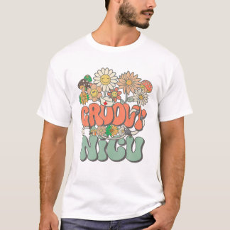 Hippie Daisy Flower Nurse Retro  T-Shirt