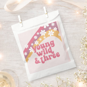 hippie Daisy Young Wild and Three Birthday Favour Bag
