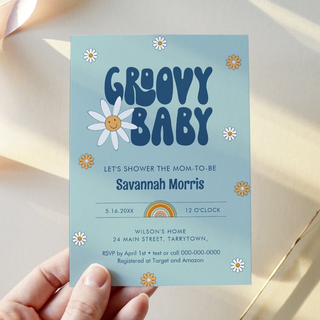 HIPPIE DAZE Groovy Baby Shower Invitation (Creator Uploaded)