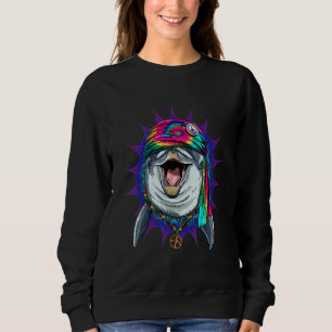Hippie Dolphin Tie Dye Peace Sign Psychedelic Mari Sweatshirt