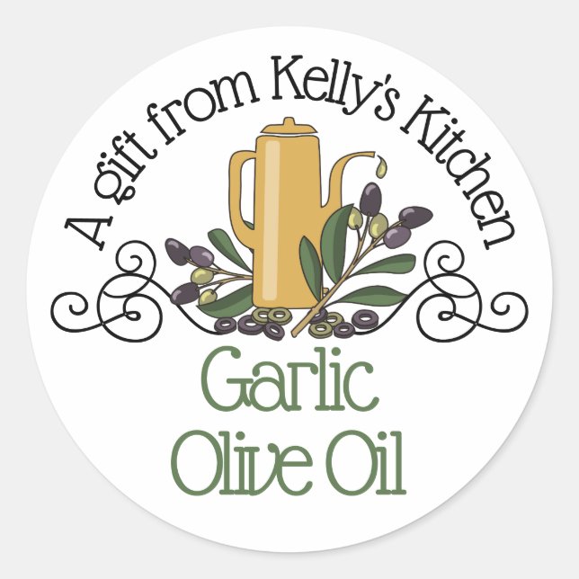 hippie doodle olive oil branch from my kitchen ... classic round sticker (Front)