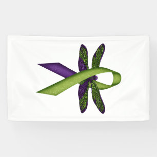 Hippie Dragonfly Green Ribbon Cerebral Palsy Aware Banner