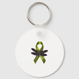 Hippie Dragonfly Green Ribbon Cerebral Palsy Aware Keychain