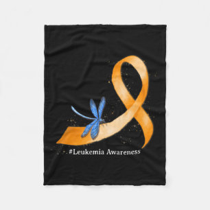 Hippie Dragonfly Orange Ribbon Leukaemia Awareness Fleece Blanket