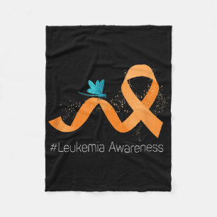 Hippie Dragonfly Orange Ribbon Leukaemia Awareness Fleece Blanket
