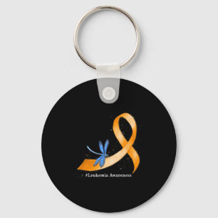 Hippie Dragonfly Orange Ribbon Leukaemia Awareness Keychain