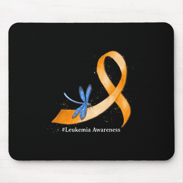 Hippie Dragonfly Orange Ribbon Leukaemia Awareness Mouse Pad (Front)