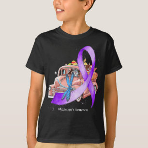 Hippie dragonfly purple ribbon alzheimers T-Shirt