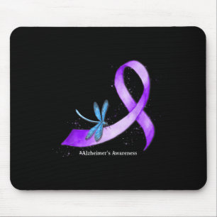 Hippie Dragonfly Purple Ribbon Heimers Awareness  Mouse Pad