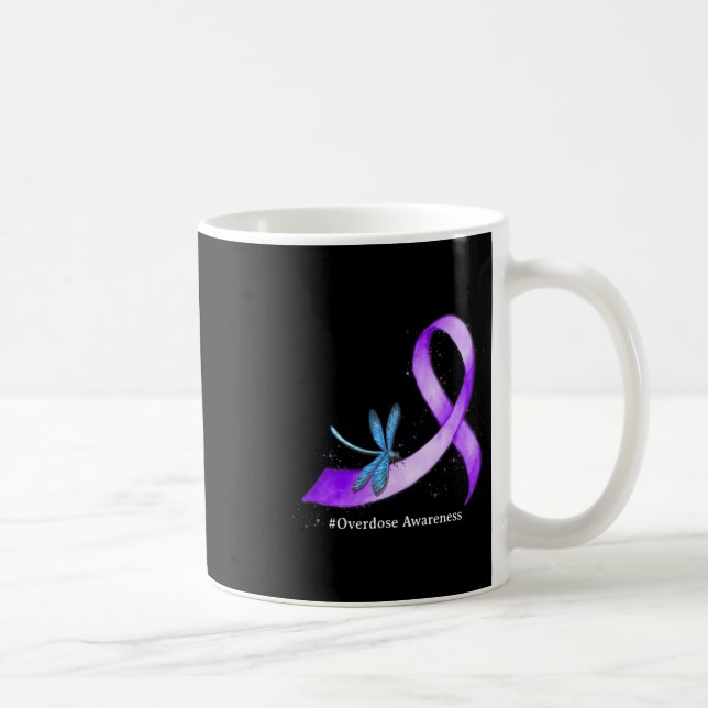 Hippie Dragonfly Purple Ribbon Overdose Awareness  Coffee Mug (Right)