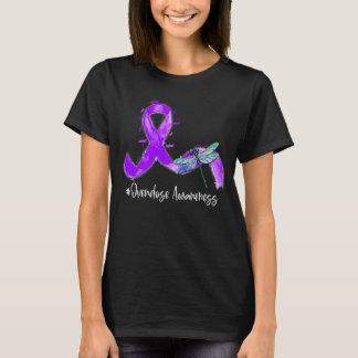 Hippie Dragonfly Purple Ribbon Overdose Awareness T-Shirt