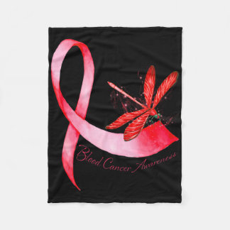 Hippie Dragonfly Red Ribbon Blood Cancer Awareness Fleece Blanket
