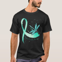 Hippie Dragonfly Teal Ribbon Ovarian Cancer Awaren