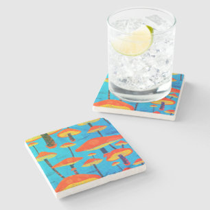 Hippie Dreamy Retro Vibe Enchanting Mushrooms Stone Coaster