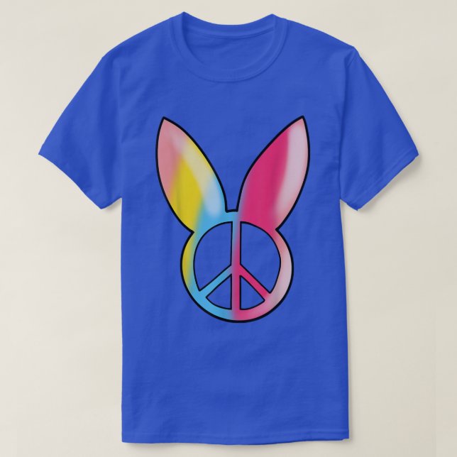 Hippie Easter Peace Sign, Cute Bunny Ear Easter Da T-Shirt (Design Front)