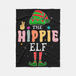 Hippie Elf Group Matching Family Christmas Groovy Fleece Blanket