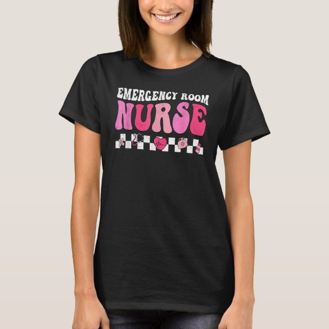 Hippie Emergency Room Nurse Funny Valentines Day T T-Shirt (Front)