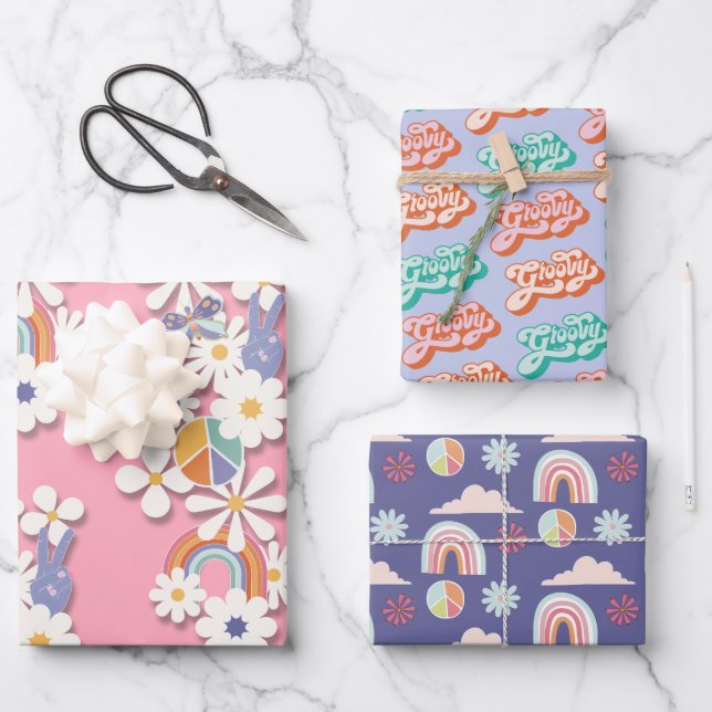 Hippie fête d'anniversaire Peri envelopper feuille (Recto)