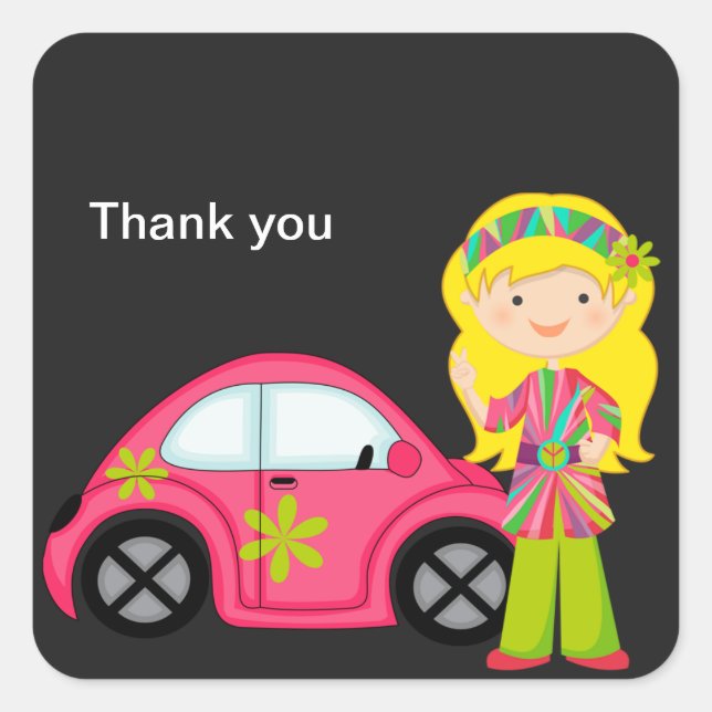 Hippie fille avec Ho rose buggy Sticker (Devant)