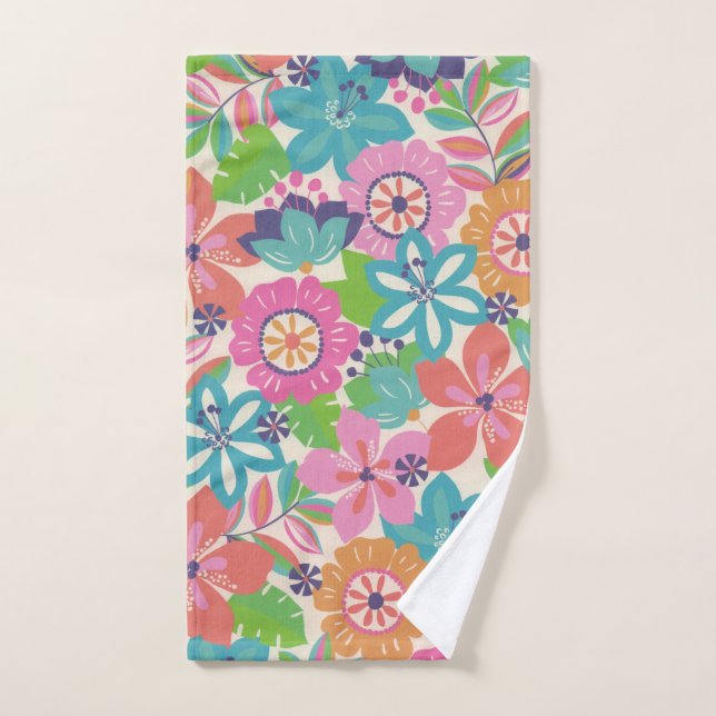 Hippie Fleur Boho Retro Coloré (Serviette à main)