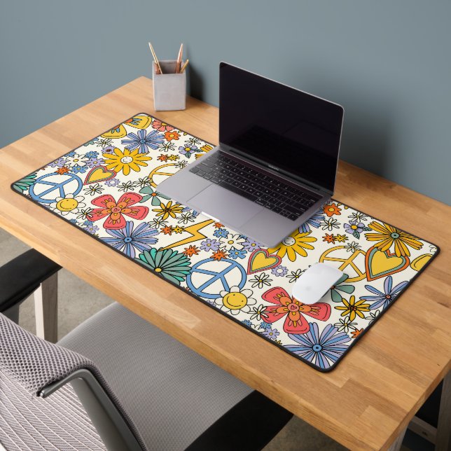 Hippie Floral Design Desk Mat (Office 2)