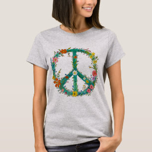 Hippie Floral Peace Sign T-Shirt