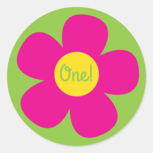 Hippie Flower Kid's Birthday Party Classic Round Sticker