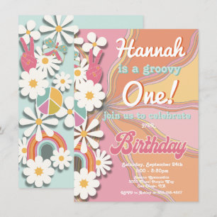 Hippie Flower Power 70s 60s Birthday Party Invitat Invitation