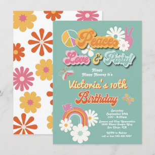 Hippie Flower Power 70s 60s Birthday Party Invitat Invitation